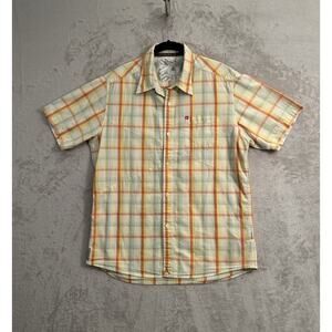 Quiksilver Vintage Y2K Mens Button Up Short Sleeve Plaid Size Large Skater Prep